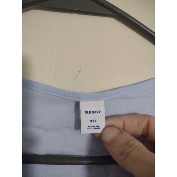 Old Navy Blue Flowy Button Up Shirt XXL Lightweight Classic Bohemian Easter - Picture 2 of 5